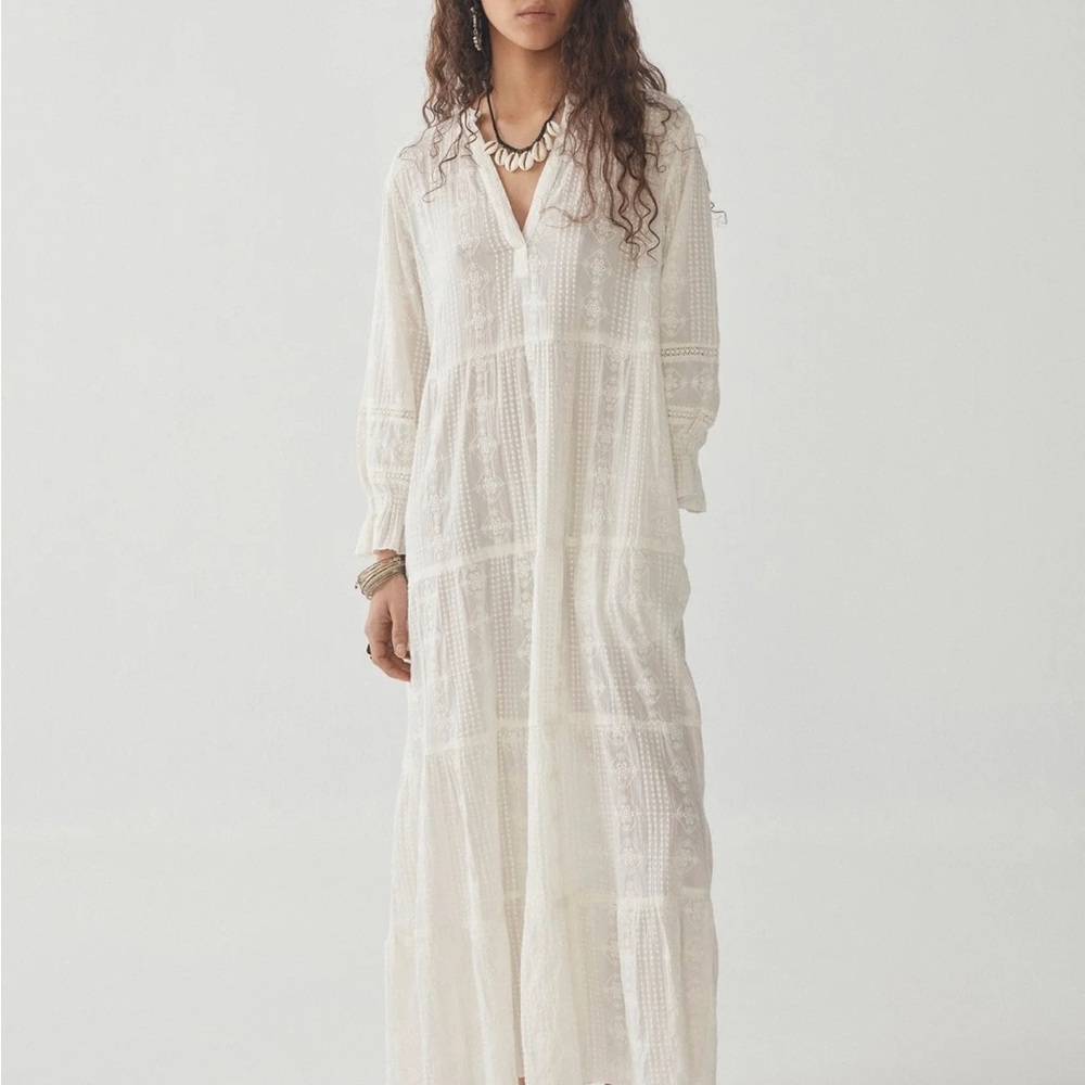 Maison Hotel Ivory Cotton Maxi Dress w/slip